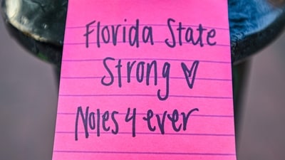 A tragedy unfolded at Florida State University in Tallahassee, Florida, on Thursday after a shooting left two people dead and at least six injured.In pic: Students hold a vigil near the scene of the shooting, close to the Florida State University student center, on April 17, 2025, in Tallahassee, Florida. (AFP) A tragedy unfolded at Florida State University in Tallahassee, Florida, on Thursday after a shooting left two people dead and at least six injured.In pic: Students hold a vigil near the scene of the shooting, close to the Florida State University student center, on April 17, 2025, in Tallahassee, Florida. (AFP)