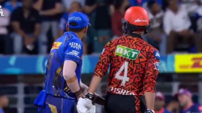 Suryakumar Yadav checks Abhishek Sharma's pockets Suryakumar Yadav checks Abhishek Sharma's pockets