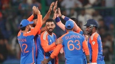 Varun Chakaravarthy celebrates with teammates (BCCI) Varun Chakaravarthy celebrates with teammates (BCCI)
