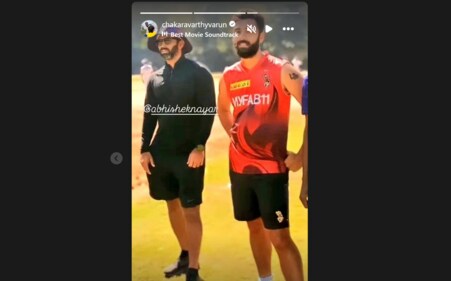 Varun Chakaravarthy's Instagram story for Abhishek Nayar Varun Chakaravarthy's Instagram story for Abhishek Nayar