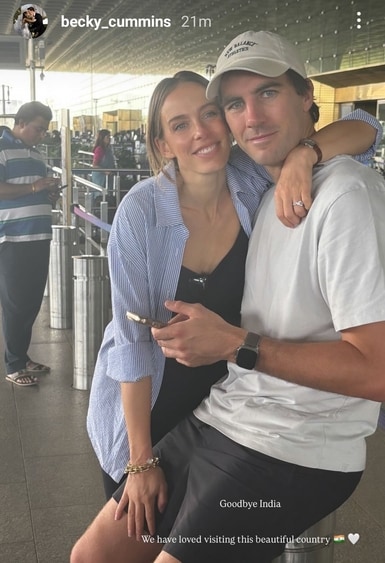 Becky Cummins' latest Instagram story has fans guessing if Pat Cummins is leaving the tournament midway Becky Cummins' latest Instagram story has fans guessing if Pat Cummins is leaving the tournament midway