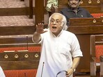 Congress MP Jairam Ramesh speaks in the Rajya Sabha during the Budget session of Parliament, in New Delhi.