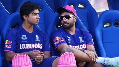 Vaibhav Suryavanshi during a training session with Sanju Samson. (Instagram) Vaibhav Suryavanshi during a training session with Sanju Samson. (Instagram)