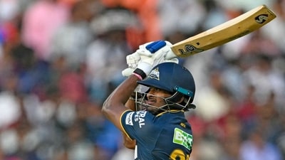 Sai Sudharsan brought the Orange Cap back to his head, scoring a fluent 36(21) to set up GT's chase. (AFP) Sai Sudharsan brought the Orange Cap back to his head, scoring a fluent 36(21) to set up GT's chase. (AFP)