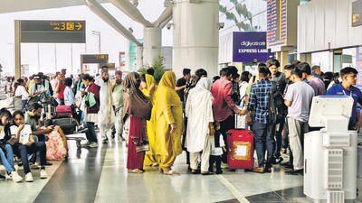 Despite being informed well in advance about the runway closure, airlines did not reduce their flight operations. (HT Photo) Despite being informed well in advance about the runway closure, airlines did not reduce their flight operations. (HT Photo)