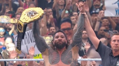Jey Uso fighting Gunther at WrestleMania 41 (X/HeartBreakCorb) Jey Uso fighting Gunther at WrestleMania 41 (X/HeartBreakCorb)