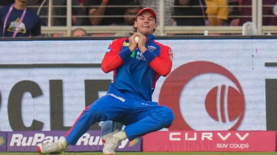 Tristan Stubbs took a fine catch to dismiss Sai Sudharsan, off the bowling of Kuldeep Yadav. Kuldeep had another good performance, with figures of 1-30, but couldn't do enough to dislodge Buttler. (PTI) Tristan Stubbs took a fine catch to dismiss Sai Sudharsan, off the bowling of Kuldeep Yadav. Kuldeep had another good performance, with figures of 1-30, but couldn't do enough to dislodge Buttler. (PTI)