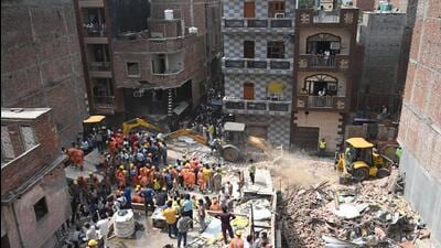 Rescue operations underway at the site in Dayalpur, Mustafabad in northeast Delhi on Saturday. (Sanchit Khanna/HT Photo) Rescue operations underway at the site in Dayalpur, Mustafabad in northeast Delhi on Saturday. (Sanchit Khanna/HT Photo)