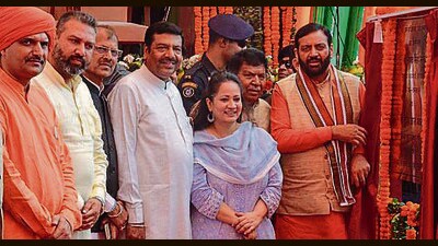 Saini further announced allocation of  ₹5 crore for development works in the villages of Panchkula assembly constituency. (Sant Arora/HT)