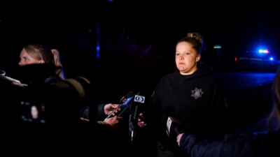 Sgt. Brie Frank, Dodge County Sheriff's Office, speaks to media after a plane crashed into the Platte River killing multiple people Friday, April 18, 2025, in Fremont, Nebraska. (AP)