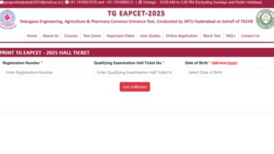 TS EAPCET Hall Ticket 2025 has been released at eapcet.tgche.ac.in. Candidates can download via direct link given here. TS EAPCET Hall Ticket 2025 has been released at eapcet.tgche.ac.in. Candidates can download via direct link given here.