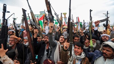 The Houthi also threatened that US "aggression" would “only lead to further targeting, engagement, and confrontation.” (Photo by Mohammed HUWAIS / AFP) (AFP) The Houthi also threatened that US "aggression" would “only lead to further targeting, engagement, and confrontation.” (Photo by Mohammed HUWAIS / AFP) (AFP)