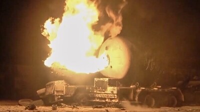 The attack, according to a US official, sends a message to those who continue to feed the Houthis in spite of sanctions. This image, which was taken from a video provided by the Al Masirah TV channel, depicts a burning oil tanker after US aircraft struck the Ras Isa oil terminal, which is controlled by Yemen's Houthi rebels near Hodeida, Yemen on Friday. (AP) The attack, according to a US official, sends a message to those who continue to feed the Houthis in spite of sanctions. This image, which was taken from a video provided by the Al Masirah TV channel, depicts a burning oil tanker after US aircraft struck the Ras Isa oil terminal, which is controlled by Yemen's Houthi rebels near Hodeida, Yemen on Friday. (AP)