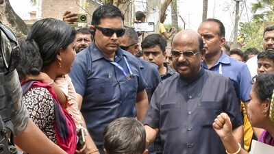 West Bengal Governor CV Ananda Bose interacts with people affected by the recent communal violence in Murshidabad district on, Saturday, (PTI) West Bengal Governor CV Ananda Bose interacts with people affected by the recent communal violence in Murshidabad district on, Saturday, (PTI)