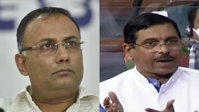 Congress leader Dinesh Gundu Rao L), BJP leader Prahlad Joshi (R) (FILE) Congress leader Dinesh Gundu Rao L), BJP leader Prahlad Joshi (R) (FILE)