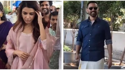 Samantha Ruth Prabhu and Raj Nidimoru at Tirupati Balaji Temple. Samantha Ruth Prabhu and Raj Nidimoru at Tirupati Balaji Temple.