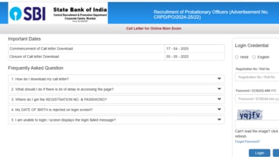 SBI PO Mains admit card released (Official website, screenshot) SBI PO Mains admit card released (Official website, screenshot)