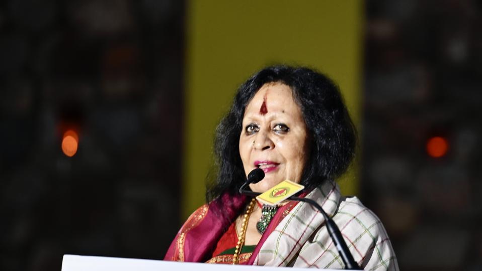 Sonal Mansingh addressing the audience at Sunder Nursery on Friday. (Hindustan Times/ Raj K Raj) Sonal Mansingh addressing the audience at Sunder Nursery on Friday. (Hindustan Times/ Raj K Raj)