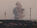 Smoke rises from Gaza after an air strike, as seen from the Israeli side of the border.