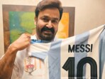 An excited Mohanlal posted a video of Lionel Messi signing his jersey.
