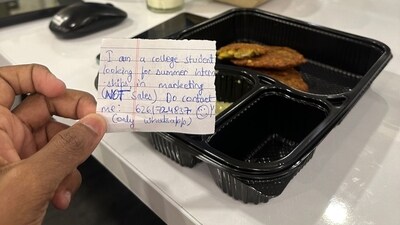 A Zomato agent slipped a succint internship application into a food order. (LinkedIn/nikhilc-23-it) A Zomato agent slipped a succint internship application into a food order. (LinkedIn/nikhilc-23-it)