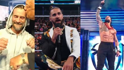 CM Punk, Seth Rollins and Roman Reigns at WrestleMania (X) CM Punk, Seth Rollins and Roman Reigns at WrestleMania (X)