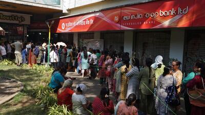 Depositors queued up outside branches of the bank after the fraud came to light in February. (Praful Gangurde /HT Photo)