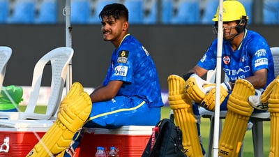 Chennai Super Kings batsman Ayush Mhatre during net practice. (Hindustan Times) Chennai Super Kings batsman Ayush Mhatre during net practice. (Hindustan Times)