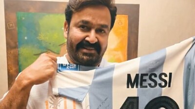 An excited Mohanlal posted a video of Lionel Messi signing his jersey. An excited Mohanlal posted a video of Lionel Messi signing his jersey.