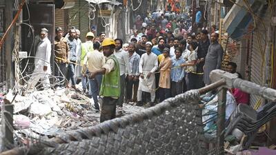 The site of the building collapse. (Sanjeev Verma/HT Photo) The site of the building collapse. (Sanjeev Verma/HT Photo)