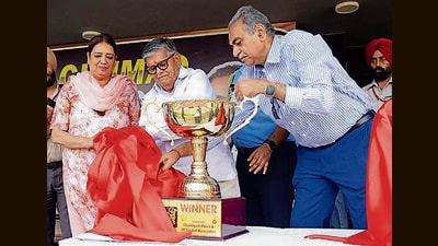 This year, 512 boys’ teams and 128 girls’ teams are participating in the event, bringing together over 7,600 players from across Chandigarh. (HT Photo)