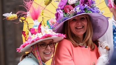 People don colorful hats at Saint Patrick's cathedral before the Easter Bonnet Parade on April 20, 2025 in New York City. (Photo by KENA BETANCUR / GETTY IMAGES NORTH AMERICA / Getty Images via AFP) (Getty Images via AFP) People don colorful hats at Saint Patrick's cathedral before the Easter Bonnet Parade on April 20, 2025 in New York City. (Photo by KENA BETANCUR / GETTY IMAGES NORTH AMERICA / Getty Images via AFP) (Getty Images via AFP)