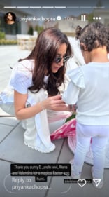 Priyanka Chopra posted a photo of Malti with her aunt Danielle Jonas.