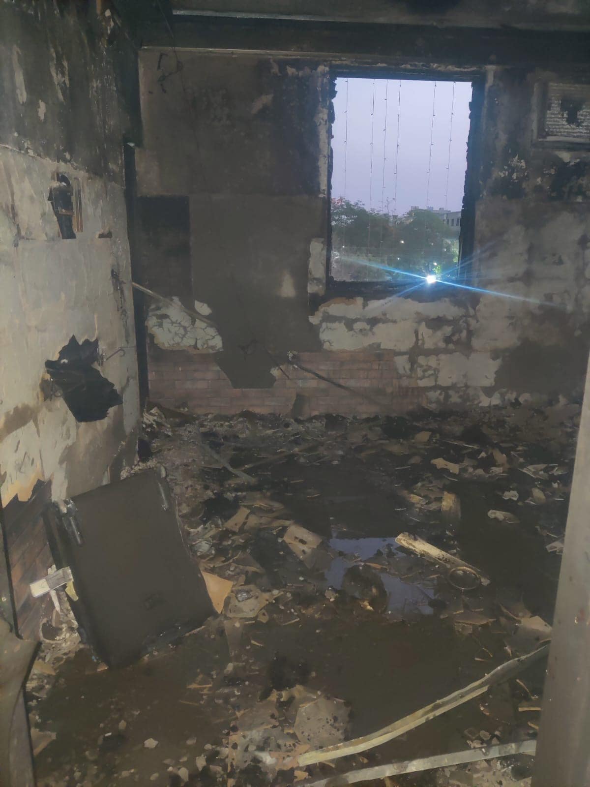 The burnt room of the affected house in Sector 46. (HT Photo) The burnt room of the affected house in Sector 46. (HT Photo)
