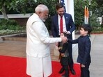 PM Narendra Modi with US Vice President JD Vance and his two sons. PM Narendra Modi with US Vice President JD Vance and his two sons.