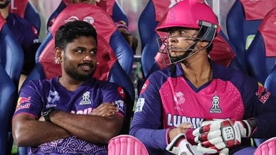 Sanju Samson and Vaibhav Suryavanshi in the RR dugout. (Instagram) Sanju Samson and Vaibhav Suryavanshi in the RR dugout. (Instagram)