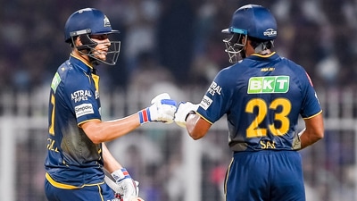 Shubman Gill and Sai Sudharsan continue to give impeccably consistent starts to Gujarat at the very top. They combined for a 114-run opening partnership, with both having reached their 50s in the same over. (ANI) Shubman Gill and Sai Sudharsan continue to give impeccably consistent starts to Gujarat at the very top. They combined for a 114-run opening partnership, with both having reached their 50s in the same over. (ANI)