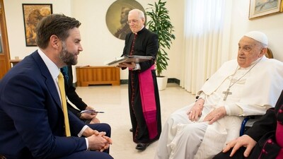 JD Vance, left, met with Pope Francis at Vatican (AP)