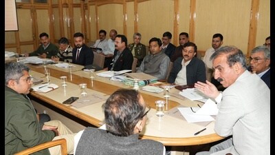 Chief minister Sukhvinder Singh Sukhu during the meeting with the officials of the state electricity board in Shimla on Monday. (HT Photo) Chief minister Sukhvinder Singh Sukhu during the meeting with the officials of the state electricity board in Shimla on Monday. (HT Photo)