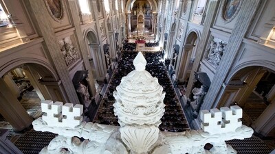 This handout picture released on September 16, 2013 by the Vatican press office shows a general view of the Saint Martha's House, a building adjacent to St. Peter's Basilica in Vatican City during a visit of Pope Francis at the Clergy of Rome. Pope Francis died on April 21, 2025 aged 88, a day after making a much hoped-for appearance at Saint Peter's Square on Easter Sunday, the Vatican said in a statement. (AFP) This handout picture released on September 16, 2013 by the Vatican press office shows a general view of the Saint Martha's House, a building adjacent to St. Peter's Basilica in Vatican City during a visit of Pope Francis at the Clergy of Rome. Pope Francis died on April 21, 2025 aged 88, a day after making a much hoped-for appearance at Saint Peter's Square on Easter Sunday, the Vatican said in a statement. (AFP)