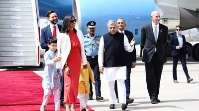 JD Vance is accompanied by his wife Usha Vance, their children and some senior US officials during his India visit. (HT Photo) JD Vance is accompanied by his wife Usha Vance, their children and some senior US officials during his India visit. (HT Photo)
