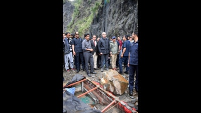 Jammu and Kashmir chief minister Omar Abdullah at the Kela Morh area of Ramban Monday. (ANI) Jammu and Kashmir chief minister Omar Abdullah at the Kela Morh area of Ramban Monday. (ANI)