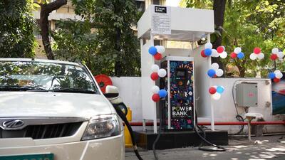 Navi Mumbai, India - February 11, 2022: A motorist charges his electric car at a charging station at Vashi Fuel Centre, in Navi Mumbai, India, on Friday, February 11, 2022. (Photo by Bachchan Kumar/ HT PHOTO) (HT PHOTO) Navi Mumbai, India - February 11, 2022: A motorist charges his electric car at a charging station at Vashi Fuel Centre, in Navi Mumbai, India, on Friday, February 11, 2022. (Photo by Bachchan Kumar/ HT PHOTO) (HT PHOTO)