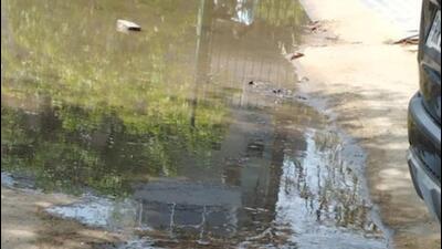 Overflowing sewerage in Block B of Sushant Lok Ph-3. (HT Photo) Overflowing sewerage in Block B of Sushant Lok Ph-3. (HT Photo)