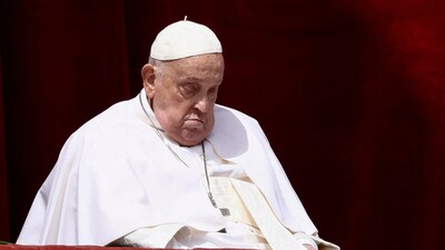 Pope Francis appears on a balcony, on the day of the "Urbi et Orbi" (to the city and to the world) message at St. Peter's Square, on Easter Sunday, in the Vatican, April 20, 2025. (REUTERS)