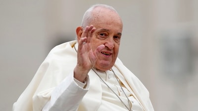 Pope Francis smiles after celebrating Easter mass in St. Peter's Square at the Vatican. (AP) Pope Francis smiles after celebrating Easter mass in St. Peter's Square at the Vatican. (AP)