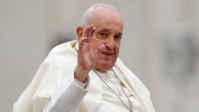 Pope Francis smiles after celebrating Easter mass in St. Peter's Square at the Vatican. (File) (AP) Pope Francis smiles after celebrating Easter mass in St. Peter's Square at the Vatican. (File) (AP)