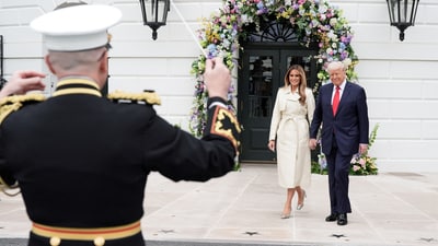 U.S. President Donald Trump and U.S. first lady Melania Trump attend the annual White House Easter Egg Roll event, at the White House in Washington, D.C., U.S., April 21, 2025. REUTERS/Ken Cedeno (REUTERS)