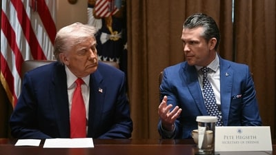 US President Donald Trump declined to remove Hegseth or National Security Advisor Mike Waltz over the initial Signal chat. (AFP) US President Donald Trump declined to remove Hegseth or National Security Advisor Mike Waltz over the initial Signal chat. (AFP)