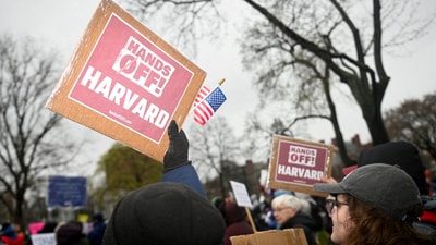 Several protests have also taken in support of Harvard University, against Trump administration's federal fund freeze. (Reuters)